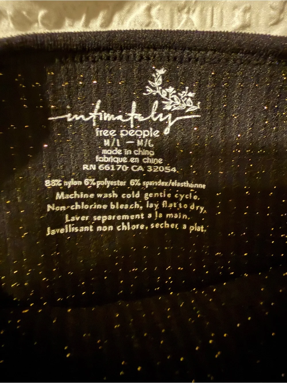 Free People Black Metallic Ribbed V-Neck Tank